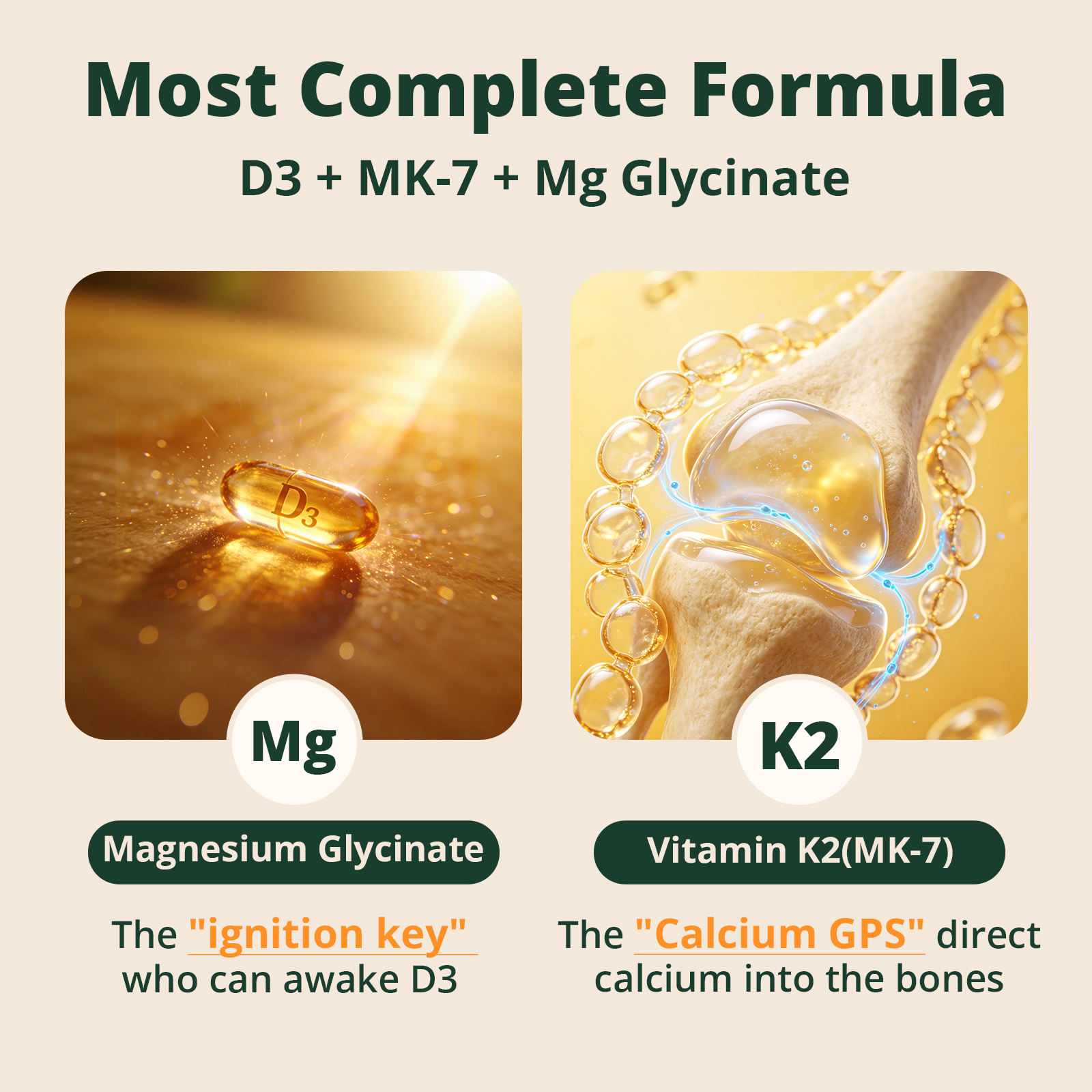 Vitamin D3 K2 5000IU 100mcg MK-7 with Magnesium Glycinate
