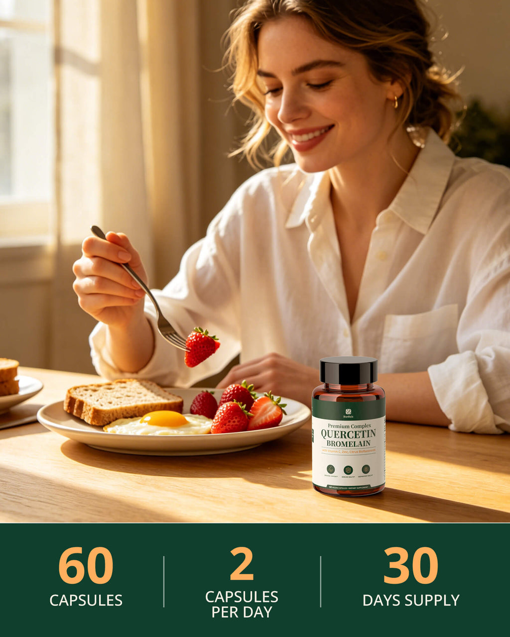 Quercetin 600mg with Bromelain, Vitamin C & Zinc