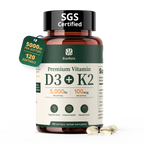 2-in-1 Vitamin D3 K2 Supplement 5000IU 100mcg MK-7