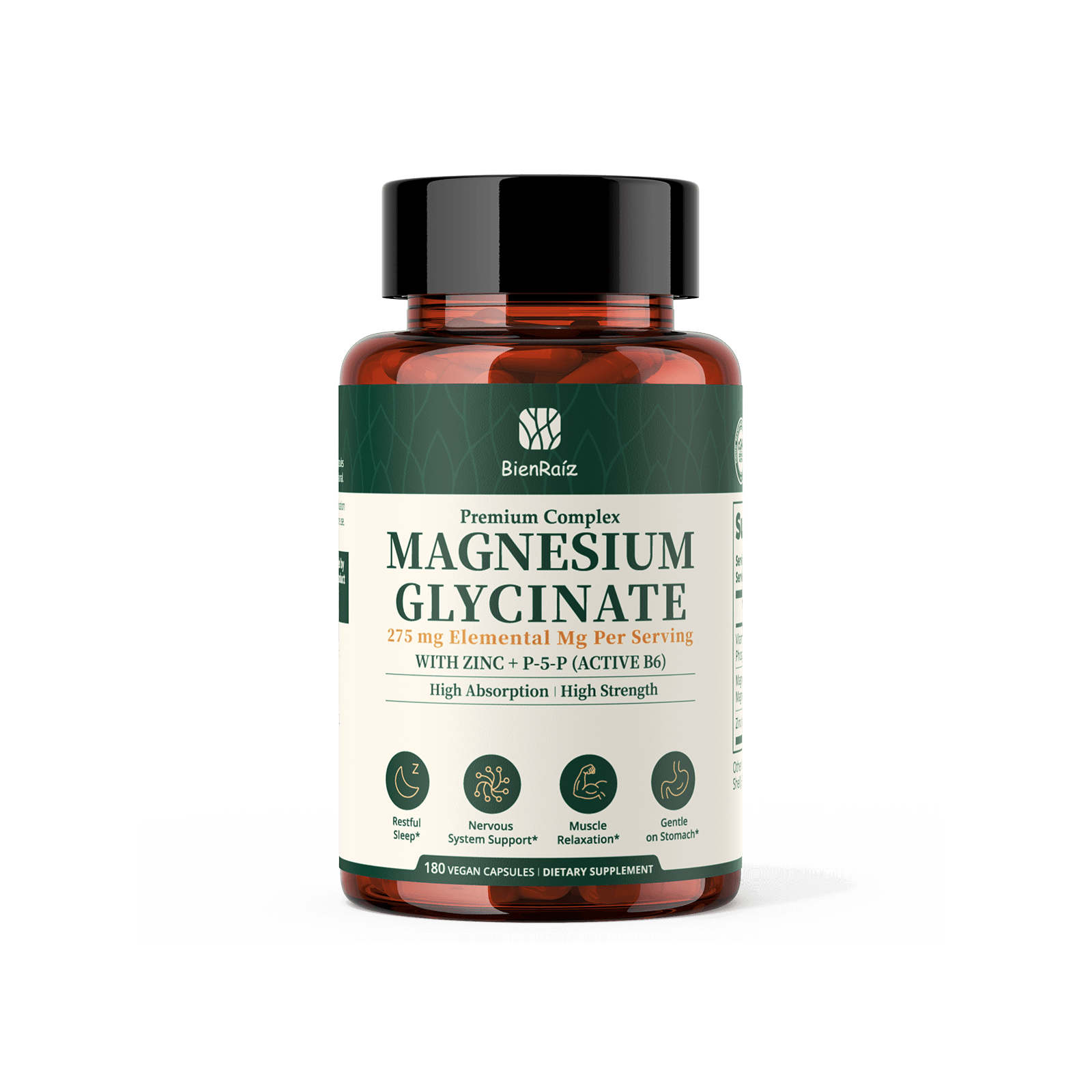 Magnesium Glycinate 275mg with Zinc & B6, 180 Caps