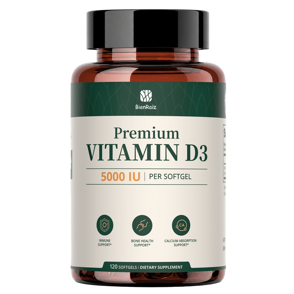 Vitamin D3 5000 IU Softgels, Sunflower Oil, Immune & Bone Support, 120 Caps