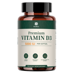 Vitamin D3 5000 IU Softgels, Sunflower Oil, Immune & Bone Support, 120 Caps